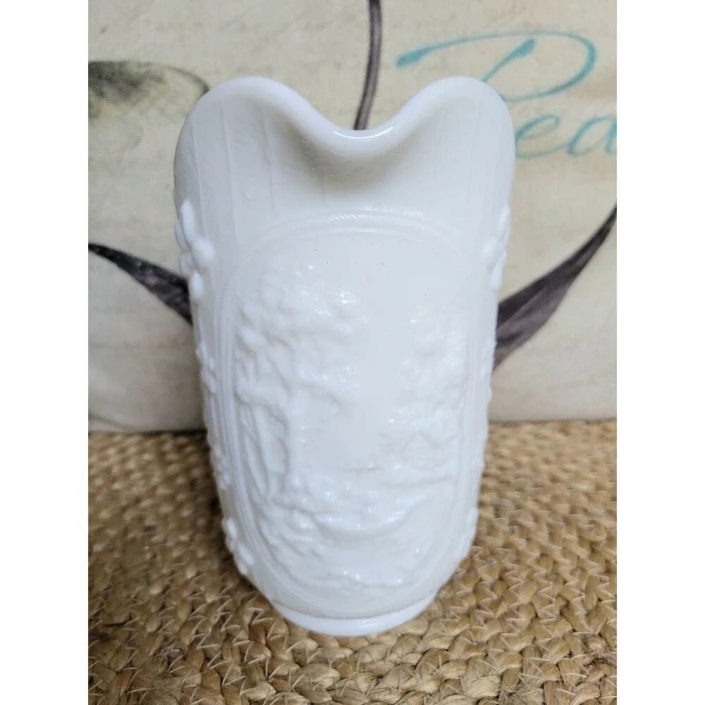 Vintage Windmill Frosted Milk Glass Pitcher by Imperial Glass Ohio - 16 oz
